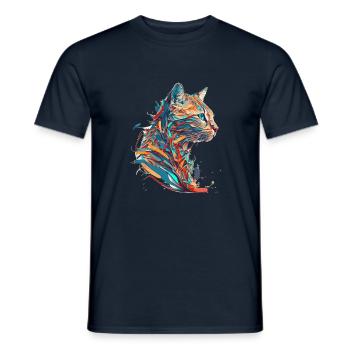Visage d’un beau chaton comme un chat en couleur - T-shirt homme - marine - Devant - AI Model Male 178 light (178cm)