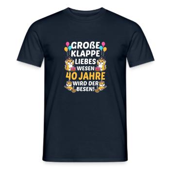 Große Klappe Kluges Wesen 40 Jahre Wird Der Besen - Männer T-Shirt - Navy - Vorne - AI Model Male 178 light (178cm)