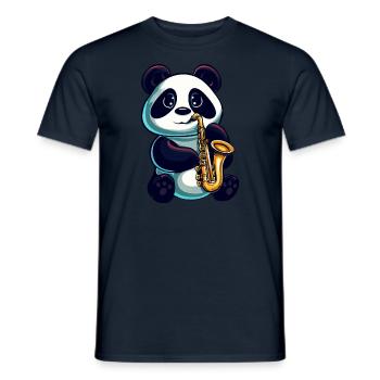 panda saxophone klassische musik jazz - Männer T-Shirt - Navy - Vorne - AI Model Male 178 light (178cm)