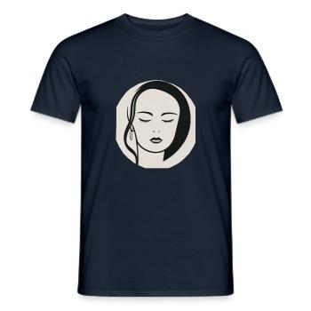 Woman portrait in a minimalist design - Men's T-Shirt - navy - Front - AI Model Male 178 light (178cm)
