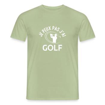 Je peux pas j'ai golf - T-shirt homme - vert sauge - Devant - AI Model Male 178 light (178cm)