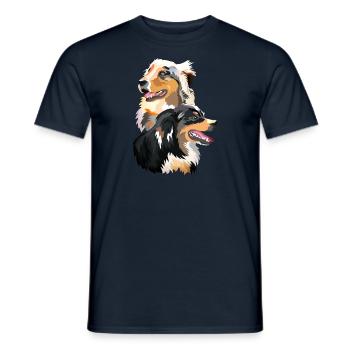 couple Australian Shepherd dogs - Men's T-Shirt - navy - Front - AI Model Male 178 light (178cm)