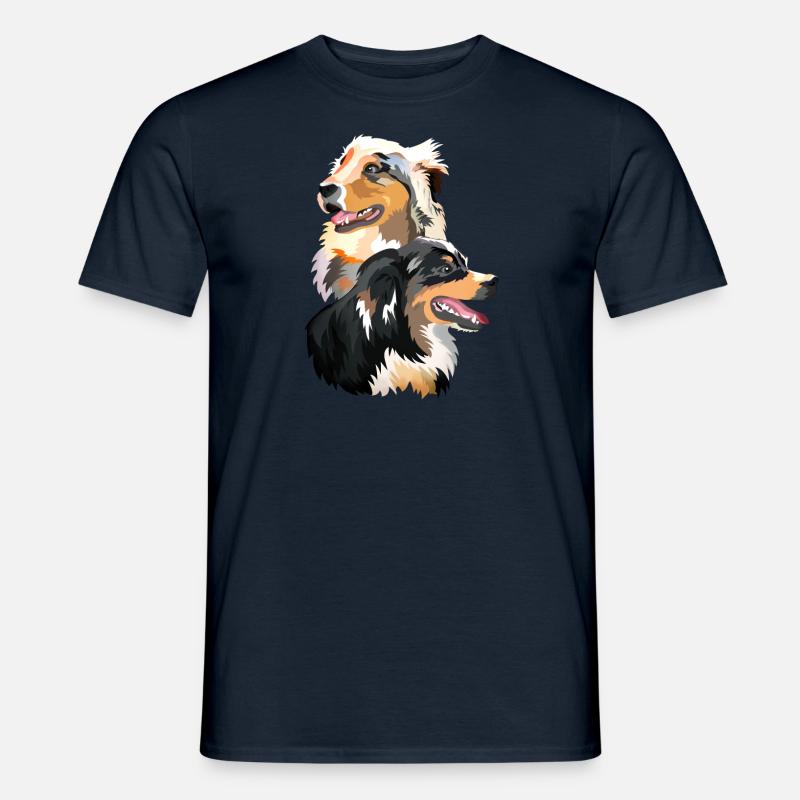 Paar Australian Shepherd Hunde - Männer T-Shirt - Navy
