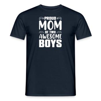 Mom of Two Boys Mother Mother's Day - Men's T-Shirt - navy - Front - AI Model Male 178 light (178cm)