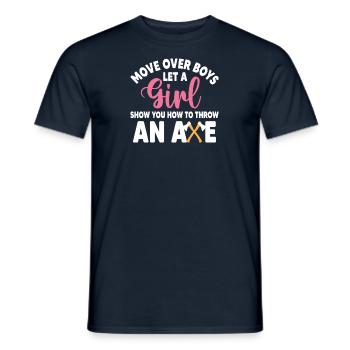 Axtwerfer Mädchen Sport Frau Werfen Axt axtwerfen - Männer T-Shirt - Navy - Vorne - AI Model Male 178 light (178cm)