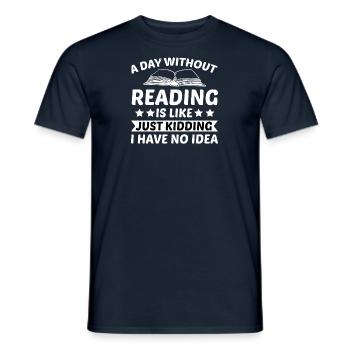 Reading Books - Men's T-Shirt - navy - Front - AI Model Male 178 light (178cm)