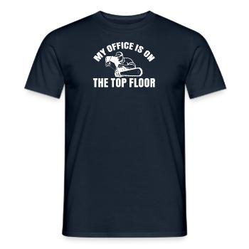 Wood Chainsaw Lumberjack Woodworker Climbing - Men's T-Shirt - navy - Front - AI Model Male 178 light (178cm)