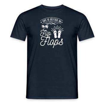 flip flops summer sun sea beach bathing holiday - Men's T-Shirt - navy - Front - AI Model Male 178 light (178cm)