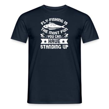 Fly Fishing Fishing Fishermen Sport fishermen Fly - Men's T-Shirt - navy - Front - AI Model Male 178 light (178cm)