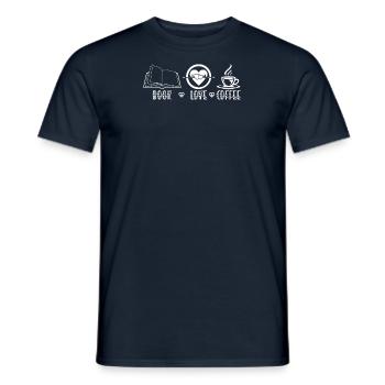 Kaffee und ein Buch Bücher Lesen Tasse - Männer T-Shirt - Navy - Vorne - AI Model Male 178 light (178cm)