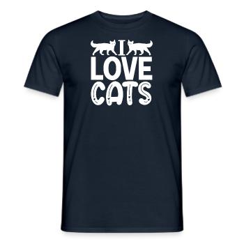 Real men love cats cat man cat father - Men's T-Shirt - navy - Front - AI Model Male 178 light (178cm)