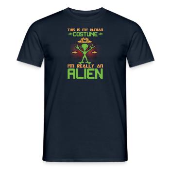 Graffiti Tropfen UFO Mystery - Männer T-Shirt - Navy - Vorne - AI Model Male 178 light (178cm)
