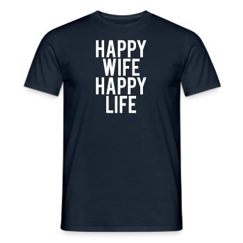 GLÜCKLICHE FRAU GLÜCKLICHES LEBEN Ehefrau Partner - Männer T-Shirt - Navy - Vorne - AI Model Male 178 light (178cm)