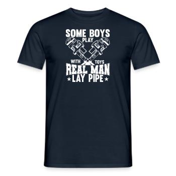 Ingénieur chauffagiste système cadeau mécanicien plombier - T-shirt homme - marine - Devant - AI Model Male 178 light (178cm)