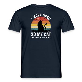Real men love cats cat man cat father - Men's T-Shirt - navy - Front - AI Model Male 178 light (178cm)