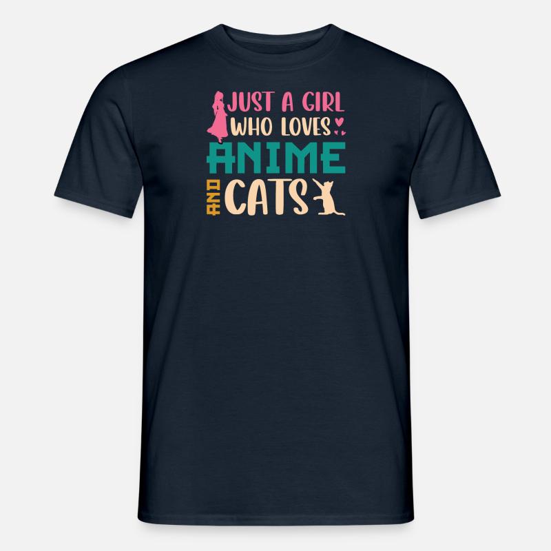 ANIME KATZEN Mädchen - Männer T-Shirt - Navy