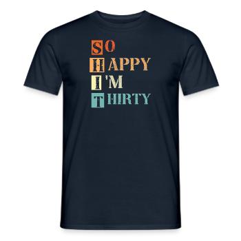 30e anniversaire - 30 ans de construction Round Thirty - T-shirt homme - marine - Devant - AI Model Male 178 light (178cm)