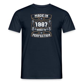 1987 Birthday Born 87 Year of birth - Men's T-Shirt - navy - Front - AI Model Male 178 light (178cm)