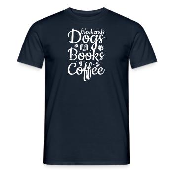 Chiens de café et livres - T-shirt homme - marine - Devant - AI Model Male 178 light (178cm)