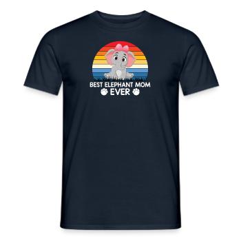 Elefant Elefanten Mama Kind Sunset Retro - Männer T-Shirt - Navy - Vorne - AI Model Male 178 light (178cm)