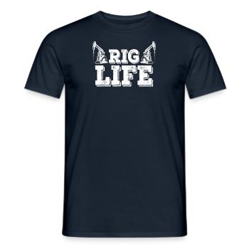 Oil rig oil gas workers drilling oil platform - Men's T-Shirt - navy - Front - AI Model Male 178 light (178cm)