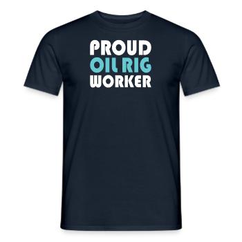 Oil rig oil gas workers drilling oil platform - Men's T-Shirt - navy - Front - AI Model Male 178 light (178cm)
