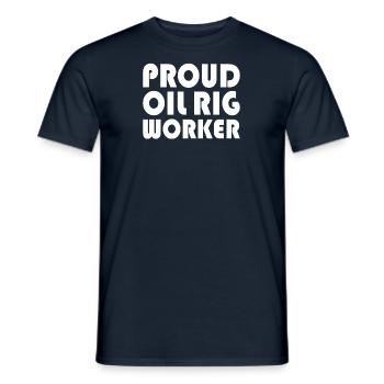 Oil rig oil gas workers drilling oil platform - Men's T-Shirt - navy - Front - AI Model Male 178 light (178cm)