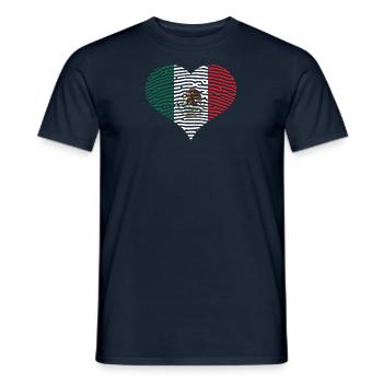 Drapeau du Mexique Cœur des Mexicains Armoiries Drapeau - T-shirt homme - marine - Devant - AI Model Male 178 light (178cm)