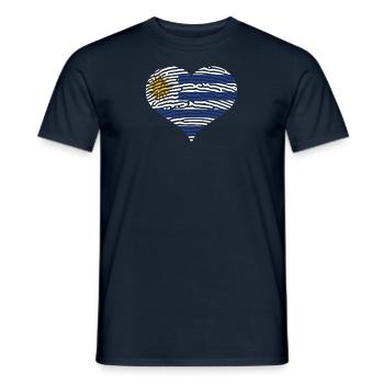 Uruguay Flag Heart Latin America Travel Holidays - Men's T-Shirt - navy - Front - AI Model Male 178 light (178cm)