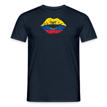 Ecuador Herz Fahne Flagge Spanisch - Männer T-Shirt - Navy - Vorne - AI Model Male 178 light (178cm)