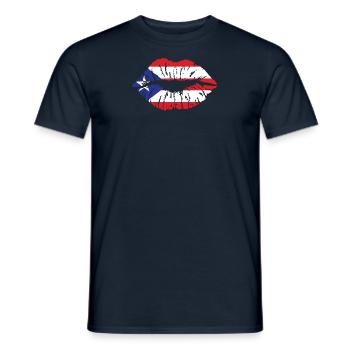 Puerto Rico Vintage Flag Heart Caribbean Spanish - Men's T-Shirt - navy - Front - AI Model Male 178 light (178cm)