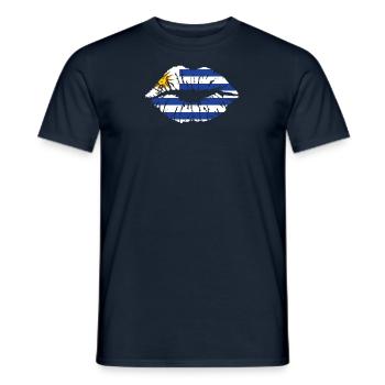 Uruguay Flag Heart Latin America Travel Holidays - Men's T-Shirt - navy - Front - AI Model Male 178 light (178cm)