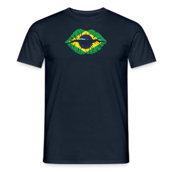 Brasilien Brasilianer Kultur Reisen Herz Flagge - Männer T-Shirt - Navy - Vorne - AI Model Male 178 light (178cm)