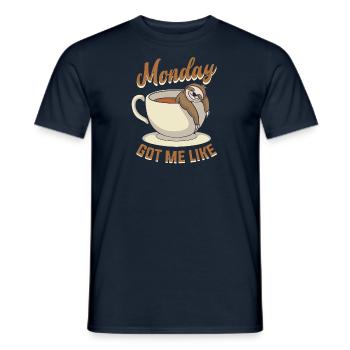 Monday - Sloth Lazy Sleep Laziness Tired - Men's T-Shirt - navy - Front - AI Model Male 178 light (178cm)