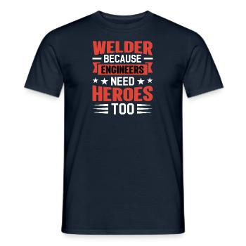 Welder Profession Heat Steel Gas TIG MAG Welding - Men's T-Shirt - navy - Front - AI Model Male 178 light (178cm)