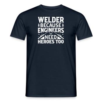 Welder Profession Heat Steel Gas TIG MAG Welding - Men's T-Shirt - navy - Front - AI Model Male 178 light (178cm)