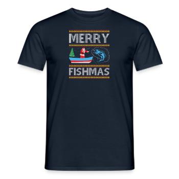 Pêcheur Noël Pêche Poisson Cadeau de pêche - T-shirt homme - marine - Devant - AI Model Male 178 light (178cm)