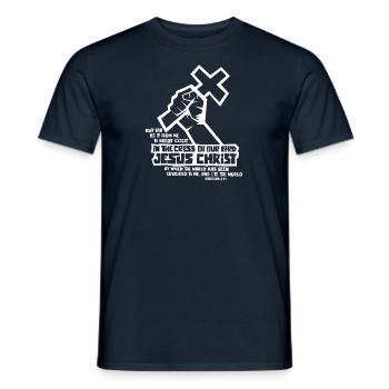 Christianity Jesus Religion Faith Cross Prayer - Men's T-Shirt - navy - Front - AI Model Male 178 light (178cm)