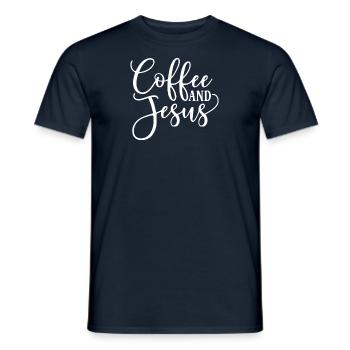 Jesus Kaffee Christus Koffein Geburt Gebet Kreuz - Männer T-Shirt - Navy - Vorne - AI Model Male 178 light (178cm)