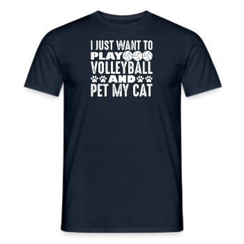 Volleyball Aufschlag Volleyballspieler Katze Mieze - Männer T-Shirt - Navy - Vorne - AI Model Male 178 light (178cm)