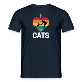 Real men love cats cat man cat father - Men's T-Shirt - navy - Front - AI Model Male 178 light (178cm)