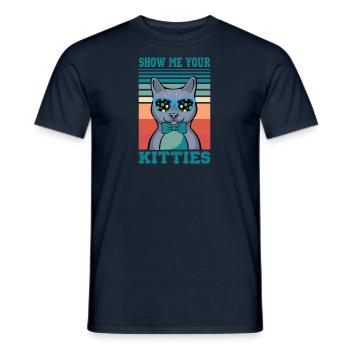 Real men love cats cat man cat father - Men's T-Shirt - navy - Front - AI Model Male 178 light (178cm)