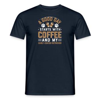 Curly Coated Retriever Coffee Drinking Dog Breed - Men's T-Shirt - navy - Front - AI Model Male 178 light (178cm)