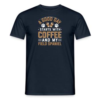 Field Spaniel Kaffee Trinken Koffein Hunderasse - Männer T-Shirt - Navy - Vorne - AI Model Male 178 light (178cm)