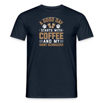Riesenschnauzer Hunde Kaffee Trinken Koffein Pfote - Männer T-Shirt - Navy - Vorne - AI Model Male 178 light (178cm)