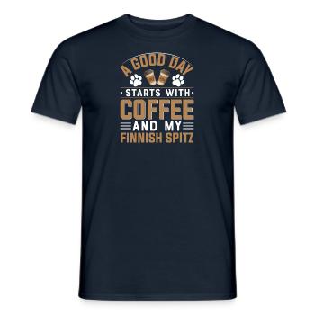 Finnischer Spitz Kaffee Trinken Koffein Hunderasse - Männer T-Shirt - Navy - Vorne - AI Model Male 178 light (178cm)