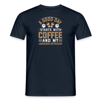 Labrador Retriever Café Boire de la caféine Chiens - T-shirt homme - marine - Devant - AI Model Male 178 light (178cm)