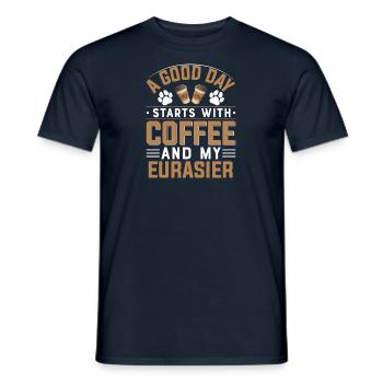 Eurasier Dog Breed Coffee Drinking Caffeine Paw - Men's T-Shirt - navy - Front - AI Model Male 178 light (178cm)