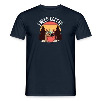 Coffee Sarcasm Friends Happiness Sloth Cappuccino - Men's T-Shirt - navy - Front - AI Model Male 178 light (178cm)