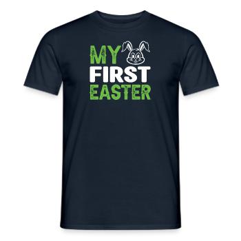 Mes premiers œufs de lapin de Pâques Bébé Enfant biologique - T-shirt homme - marine - Devant - AI Model Male 178 light (178cm)